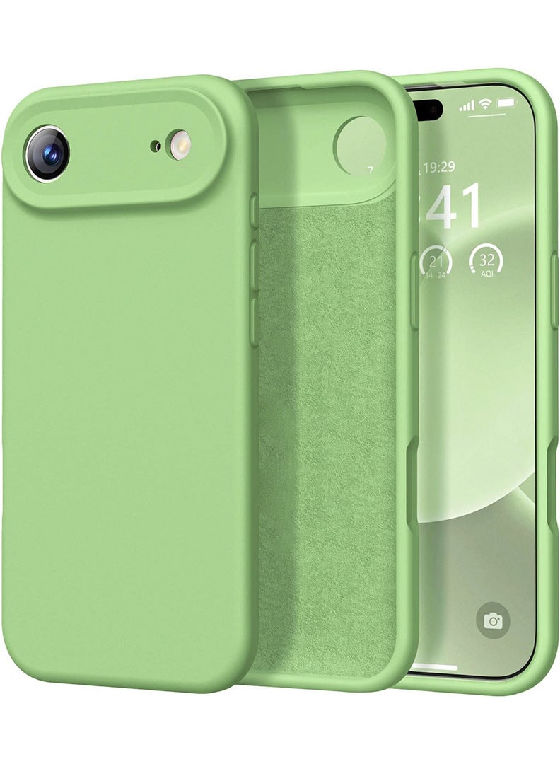 رفع القضية متوافق مع غطاء Apple iPhone 17 Air، مصنوع من السيليكون السائل الناعم عالي الجودة [بطانة من الألياف الدقيقة المقاومة للخدش] غطاء هاتف رفيع مقاوم للصدمات بلون أخضر ماتشا - Image 1